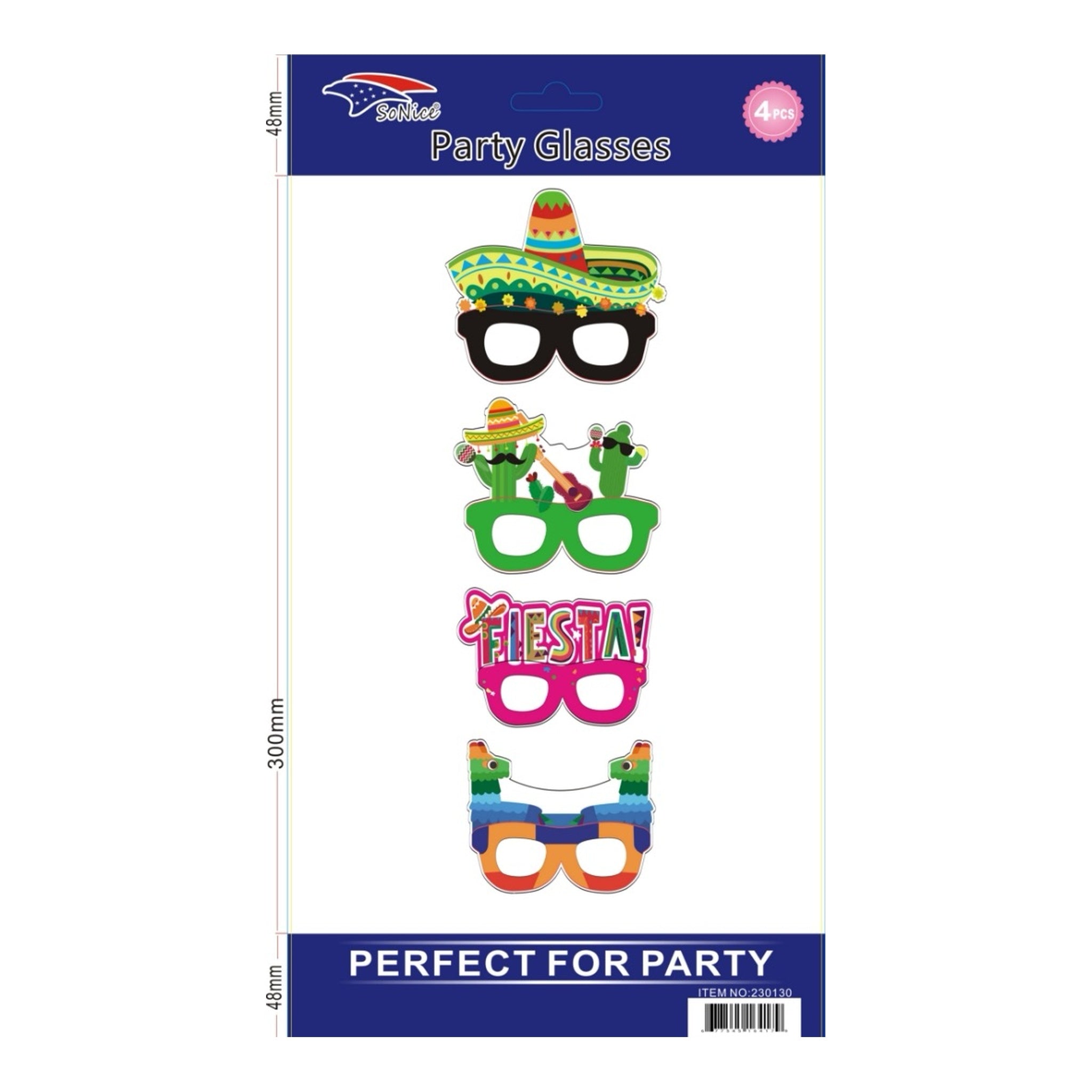 4Pcs Party Glasses Fiesta 60Pk/Cs